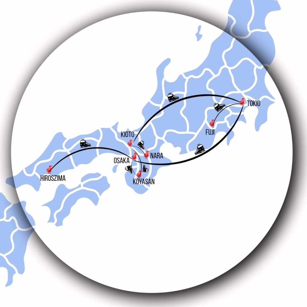 Mapka podróży Japonia Eastern Compass