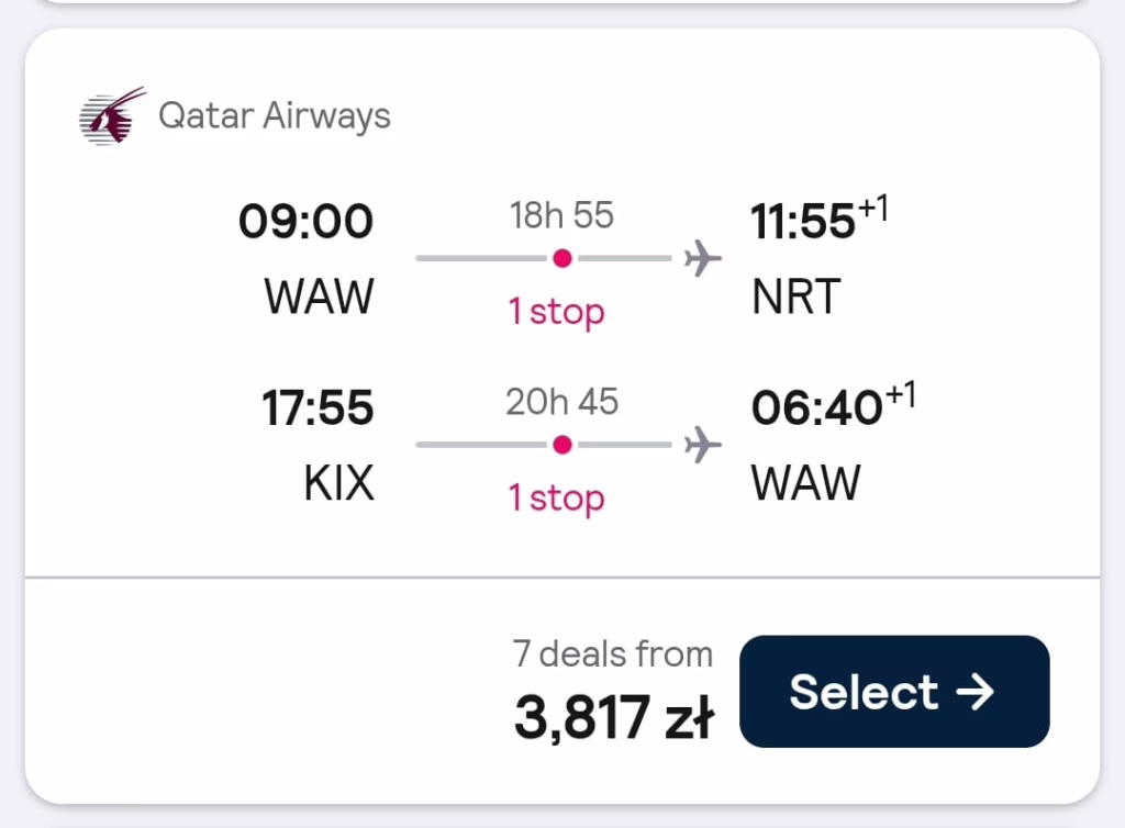 Propozycja lotu do i z Japonii